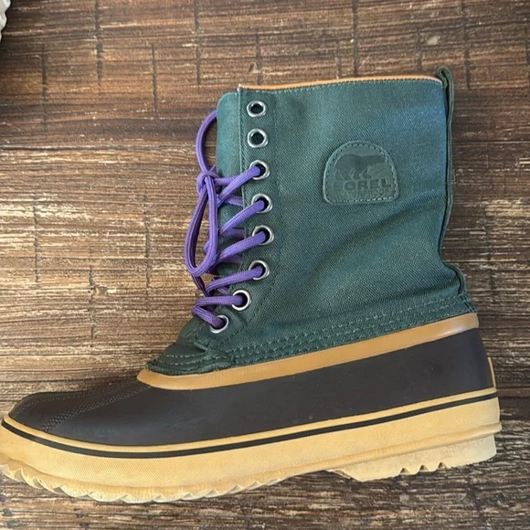 Sorel Women's Premium Canvas Duck Boots Waterproof Hunter Green Size 9 - Picture 2 of 8